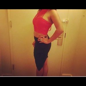 Bebe-Halter Neck Fringe Top